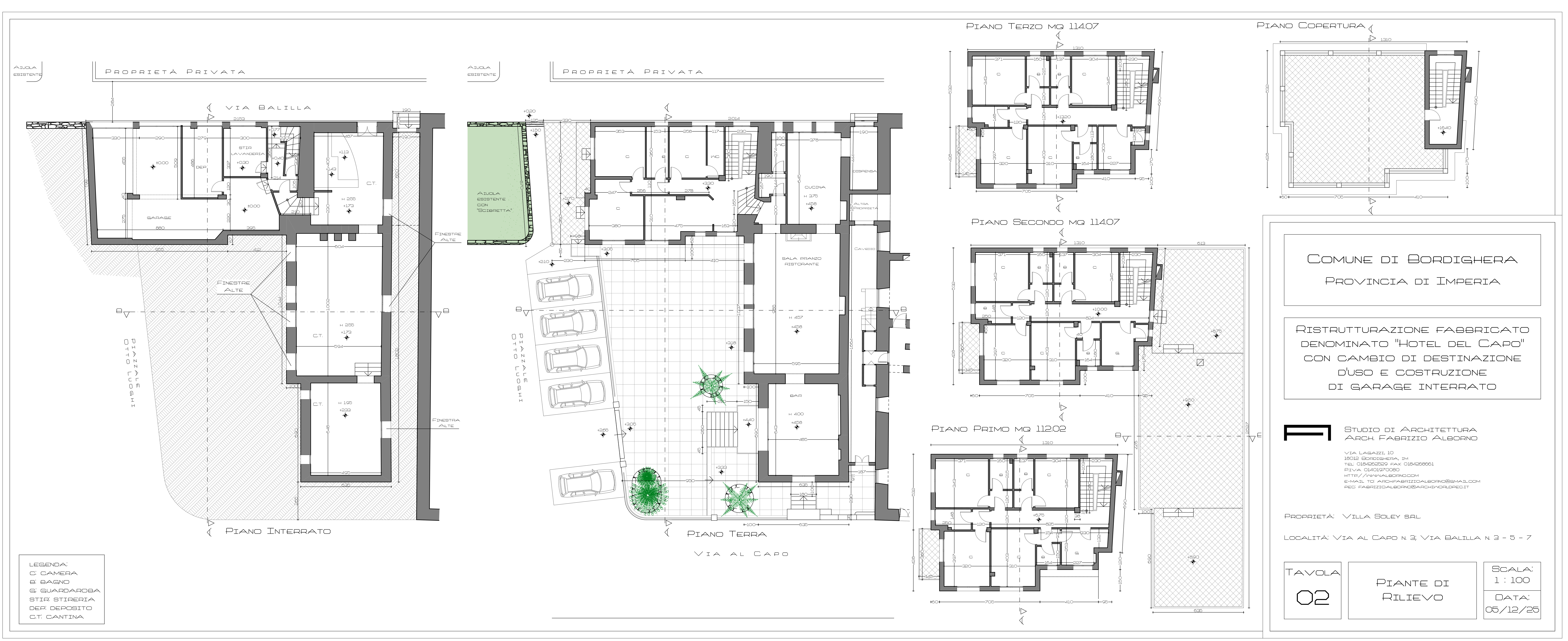 Ristrutturazione con cambio destinazione d’uso dell’ex Hotel del Capo e costruzione garage interrato – Bordighera (IM) – 2025/2026 – In iter