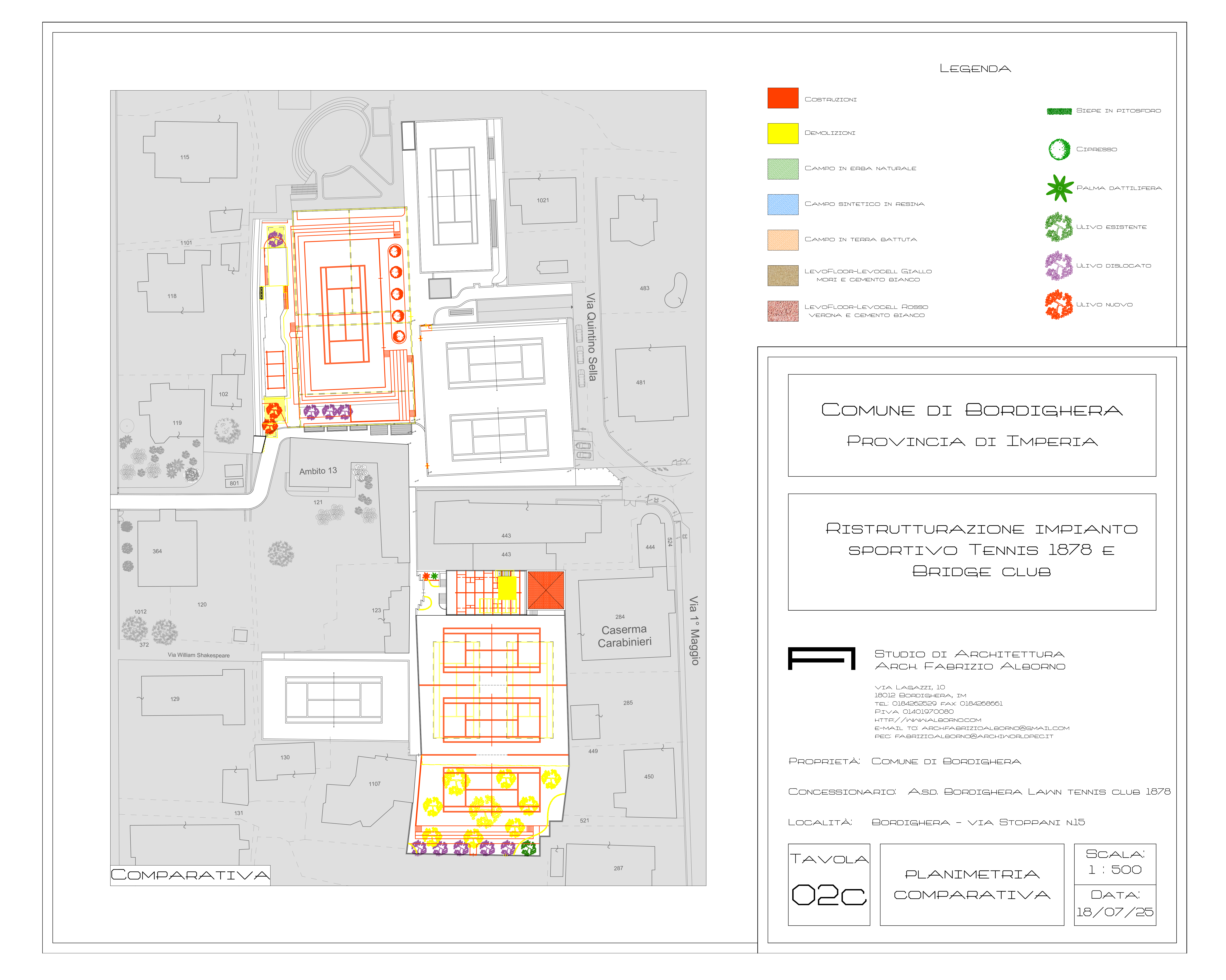 Ristrutturazione di centro sportivo tennis club Bordighera (IM), realizzazione di nuovo campo da tennis con tribune, ristrutturazione club house, realizzazione di nuovo bocciodromo - 2024\2025 - in iter